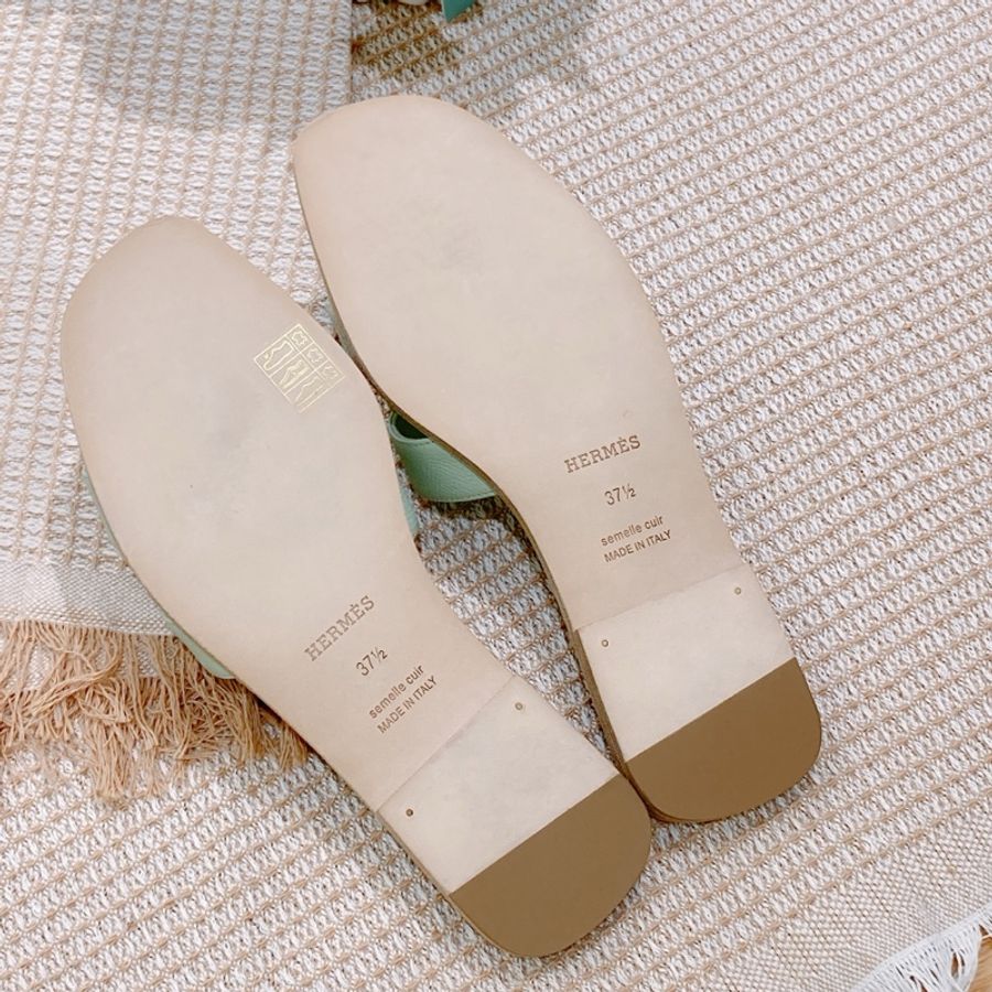 愛馬仕 H拖鞋 薄荷綠 37.5size Oran Sandal-8