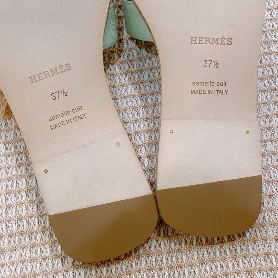 愛馬仕 H拖鞋 薄荷綠 37.5size Oran Sandal-9