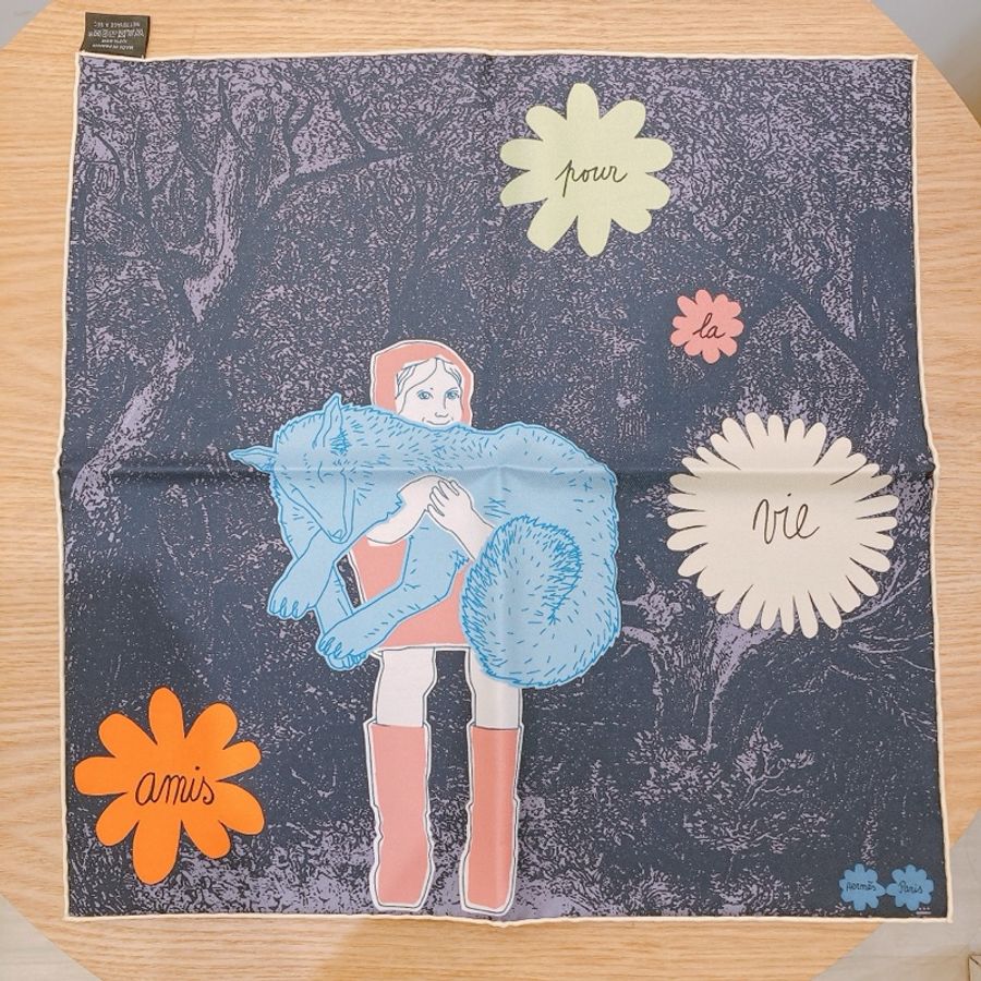 TW3668 愛馬仕 45x45 絲質方巾 一生的朋友-1