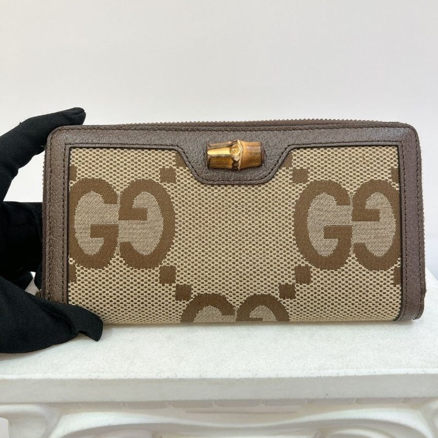 GUCCI竹節大G Logo 拉鍊長夾-0