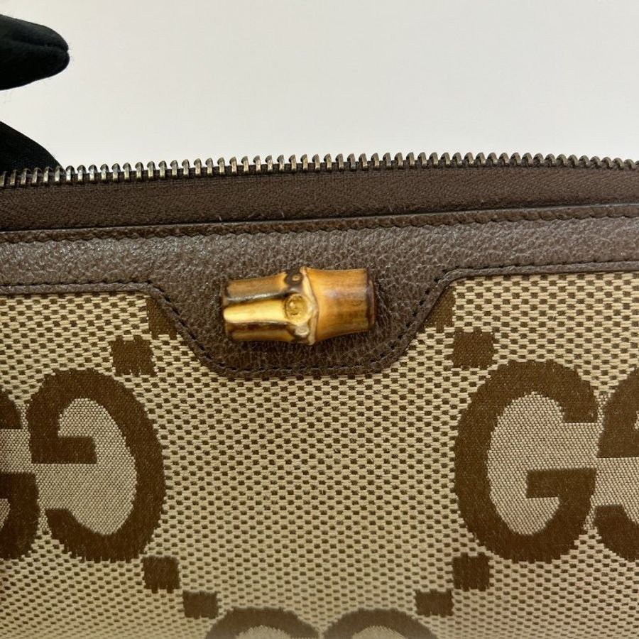 GUCCI竹節大G Logo 拉鍊長夾-12