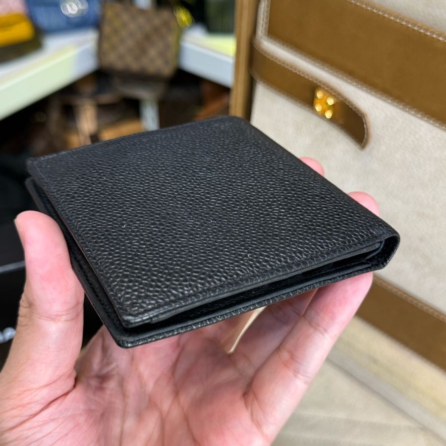 CHANEL vintage 黑荔枝紋對開短夾🩶少見款-5