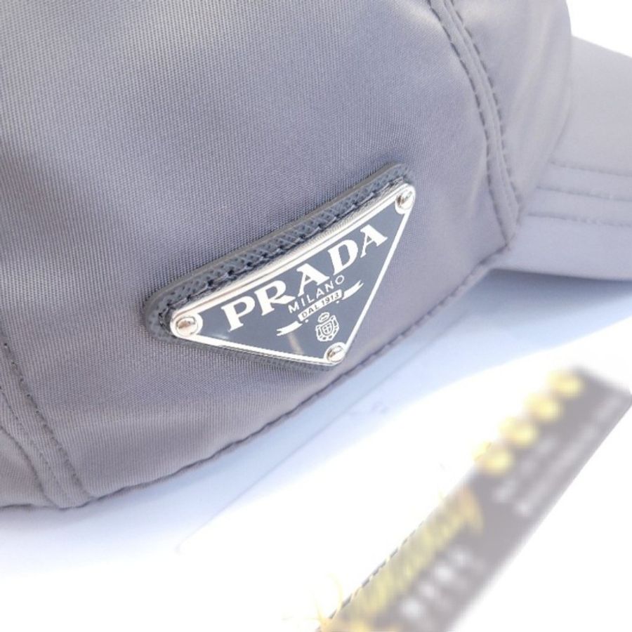 prada 三角牌尼龍棒球帽 灰綠-4