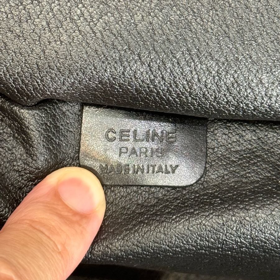 CELINE vintage 凱旋門黑老花雙層手提化妝包🎶個性出眾-14