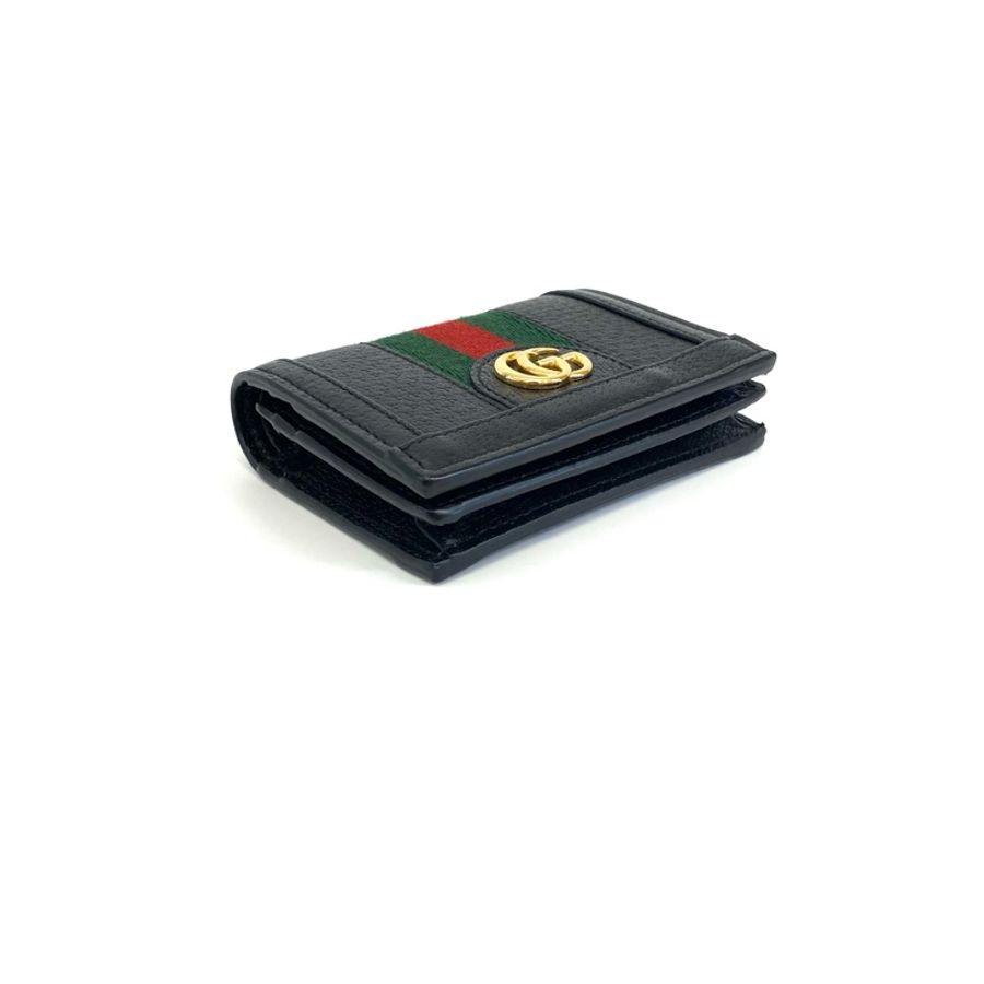 Gucci 黑牛皮GG金釦Ophidia Mini短夾 全配近全新品-4