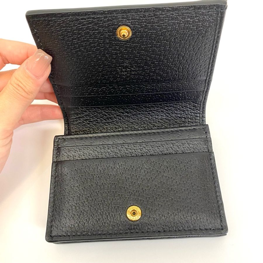 Gucci 黑牛皮GG金釦Ophidia Mini短夾 全配近全新品-9