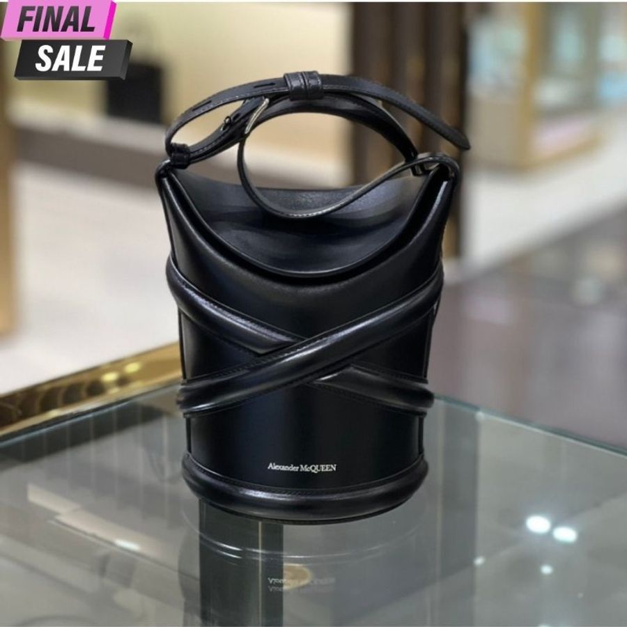 Alexander McQueen 小款小牛皮 The Curve 包 黑色【促銷品】-0