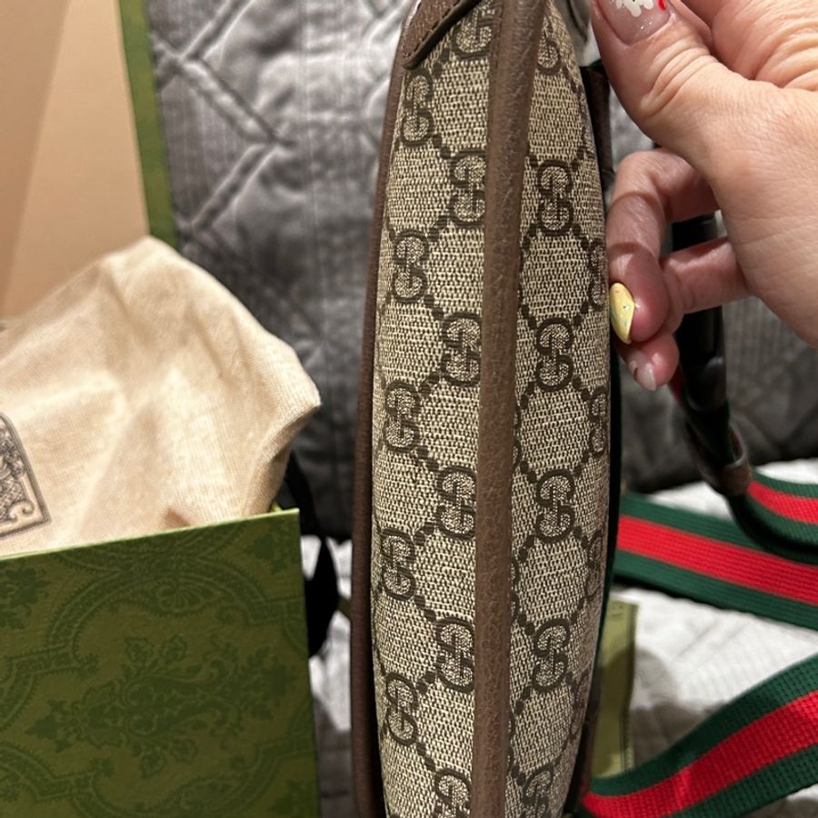 GUCCI 古馳 Neo Vintage GG Supreme 帆布虎頭腰包(咖啡色)-11