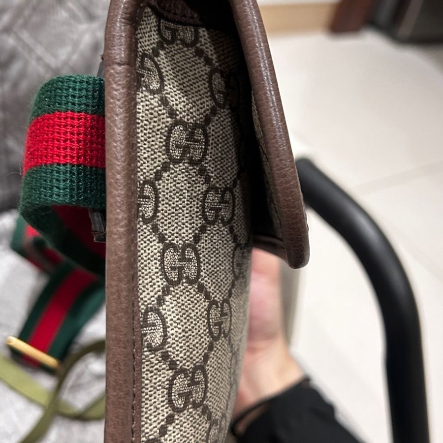 GUCCI 古馳 Neo Vintage GG Supreme 帆布虎頭腰包(咖啡色)-13