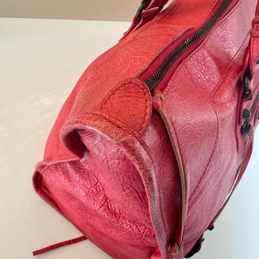 Balenciaga 巴黎世家 機車包 The Work 大型 小羊皮 珊瑚紅 132110-3