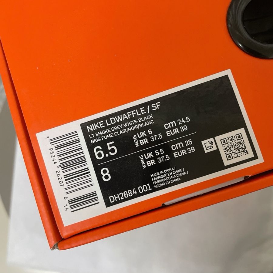正品 二手 Fragment Design Sacai x Nike LDWaffle 藤原浩 灰24.5-10