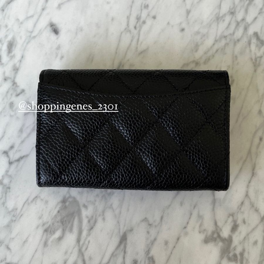 香奈兒 Chanel 全新品 經典黑金荔枝牛皮 單層卡包 法國製-1