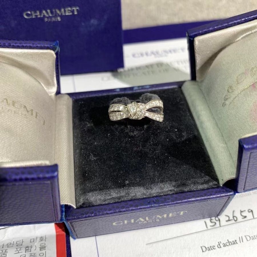 Chaumet 巴黎尚美Lies Seduction結.緣戒指白金滿鑽49號,2019年購入-1