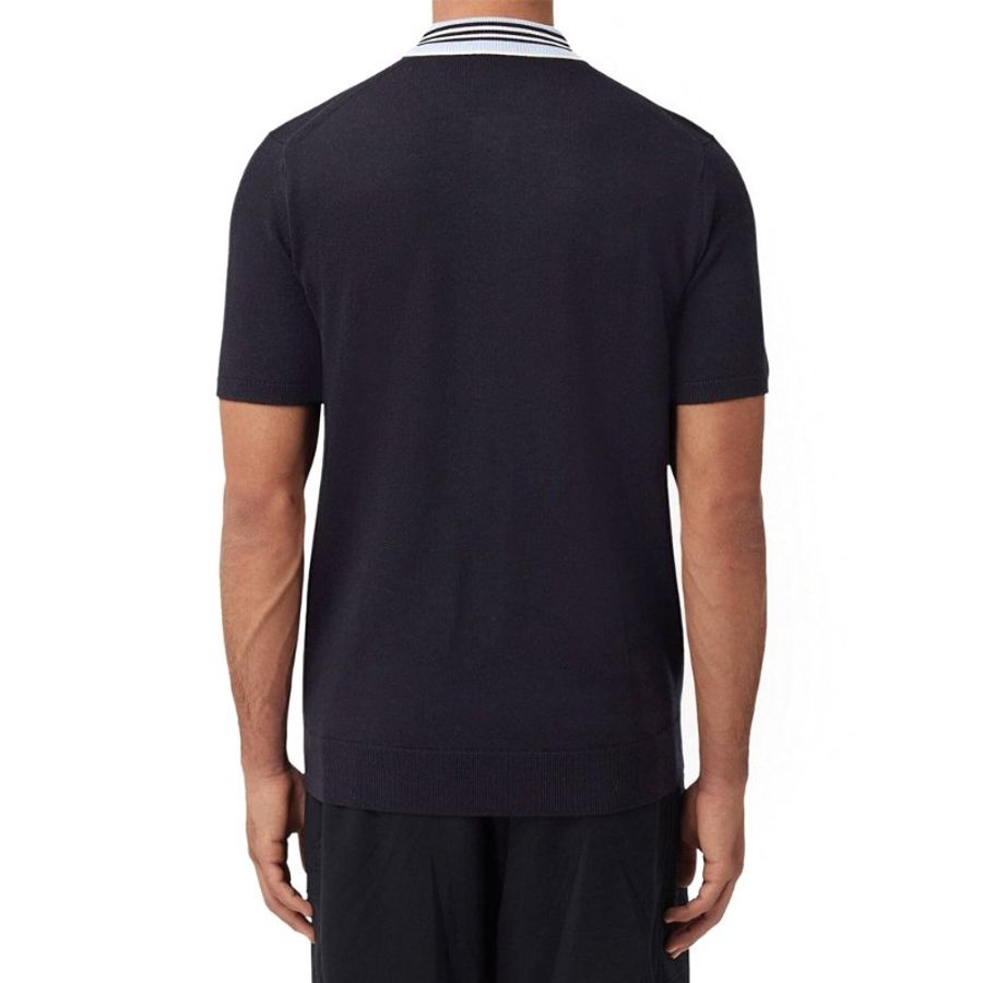 * Burberry Icon Stripe Detail Polo Tee Coal Blue - 8052156-Coal_Blue (Size:L )-1