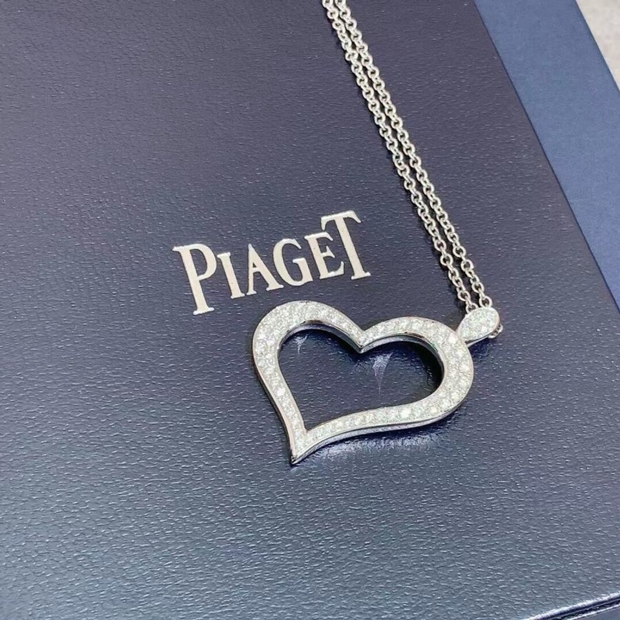 Piaget 伯爵HEART系列愛心18K白金鑲鑽項鍊,型號:G33L0700 2014年購入-4