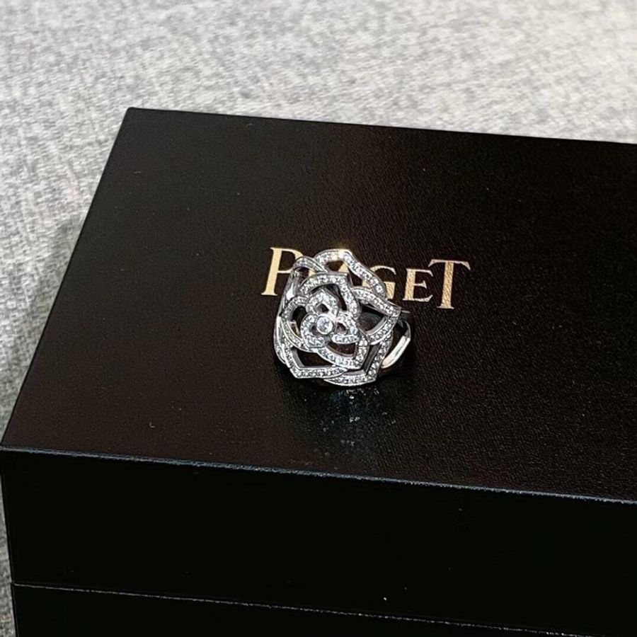 Piaget 伯爵rose玫瑰花 白金系列滿鑽戒指53號-2
