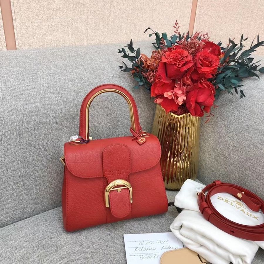 Delvaux德爾沃brillant mini紅色牛皮金屬手柄 20*16左右 2019購入-0