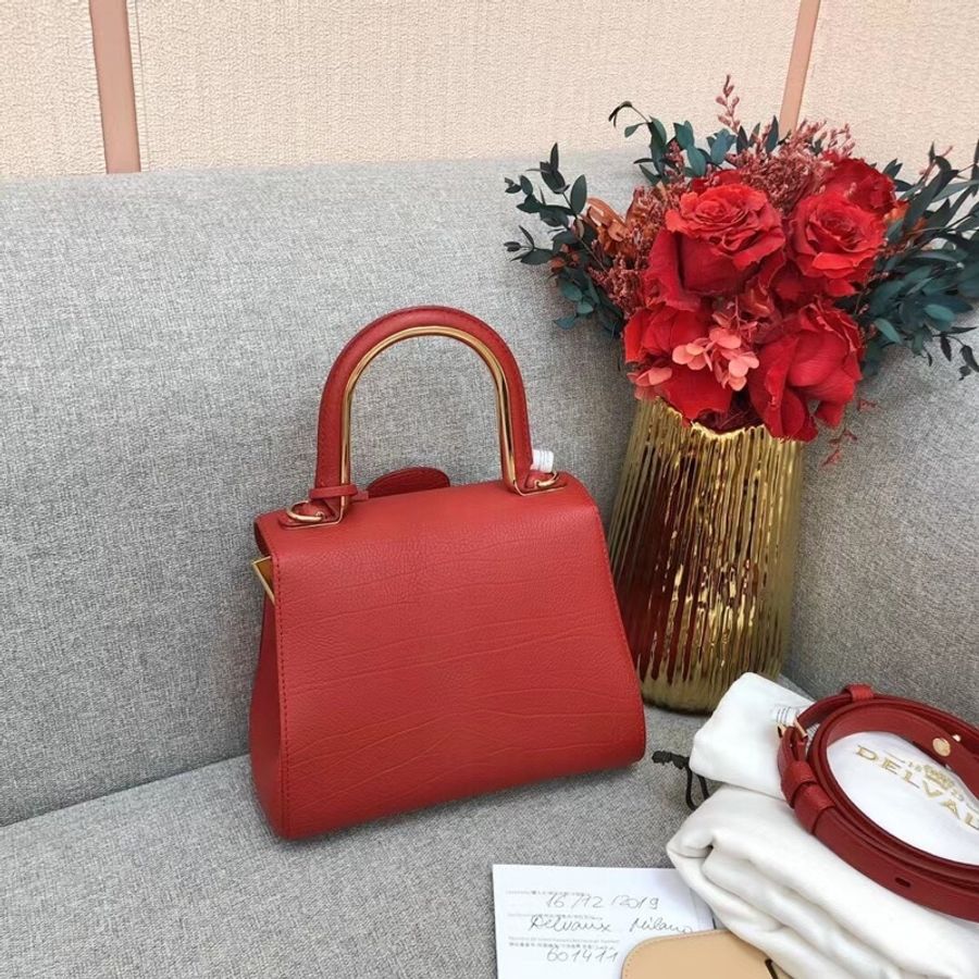 Delvaux德爾沃brillant mini紅色牛皮金屬手柄 20*16左右 2019購入-1