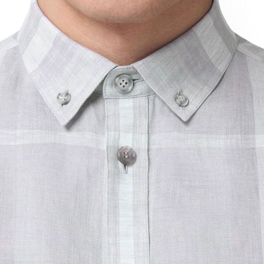 * Burberry Button-Down Collar Check Shirt Grey Taupe - 8050998-Grey_Taupe-L-2