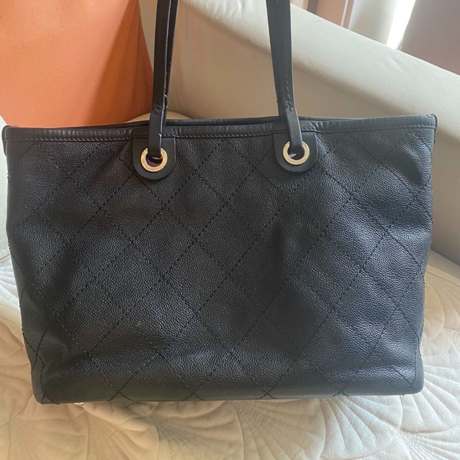 Chanel 香奈兒黑銀魚子醬購物袋單肩包-0