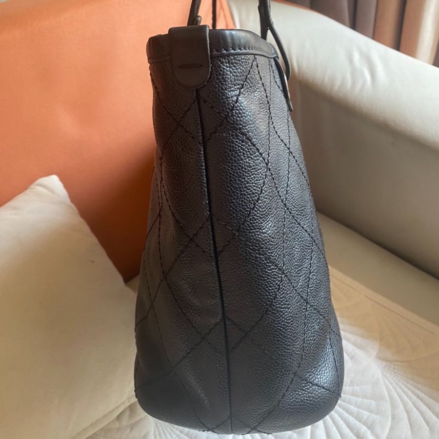 Chanel 香奈兒黑銀魚子醬購物袋單肩包-2