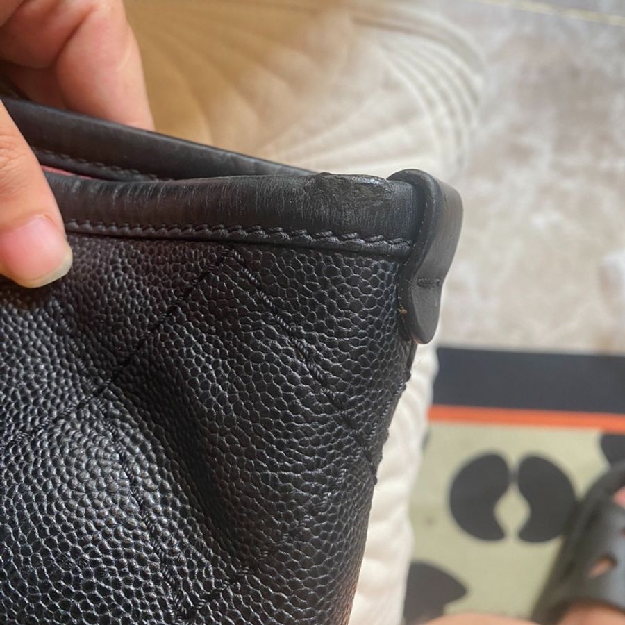 Chanel 香奈兒黑銀魚子醬購物袋單肩包-3