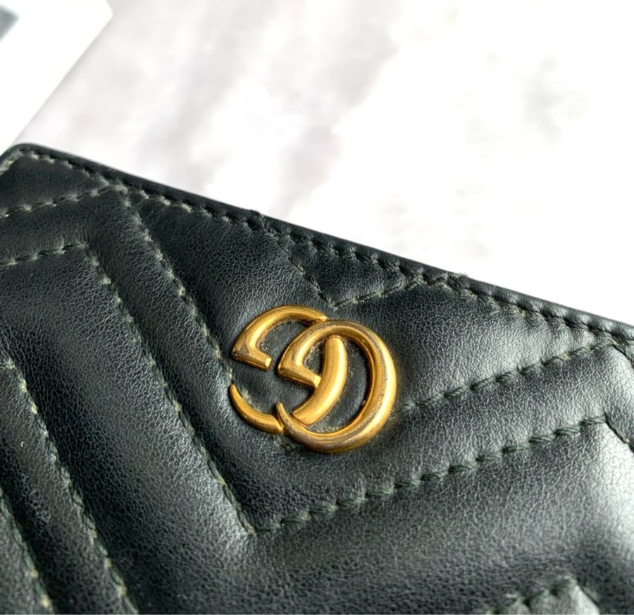 GUCCI GG MARMONT牛皮卡片小短夾(黑色)-6