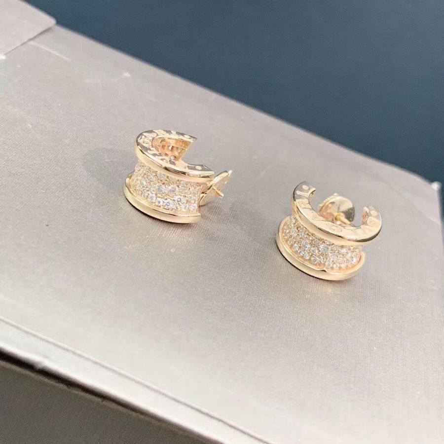 Bvlgari 寶格麗 B zero 1系列 大蠻腰滿鑽耳環玫瑰金密鑲嵌鑽石 bulingbuling超級閃,2022年購入-3