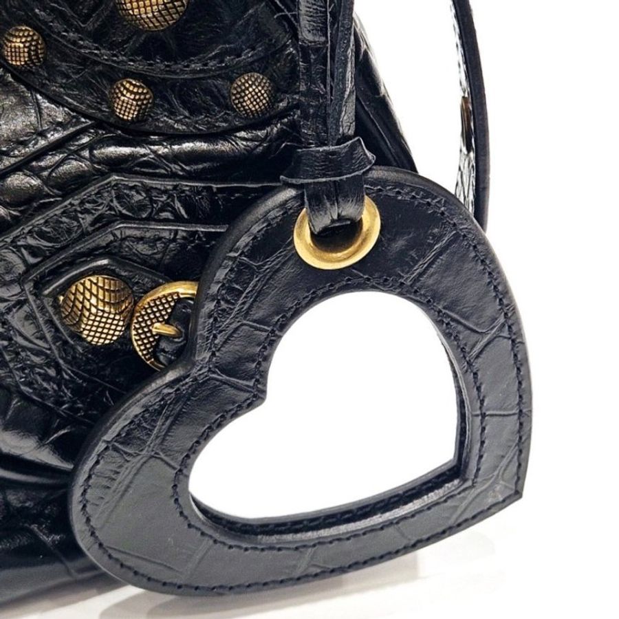 🧧特價🧧Balenciaga 671309 鱷魚壓紋小牛皮 XS Le Cagole包 復古金釦/黑色-15