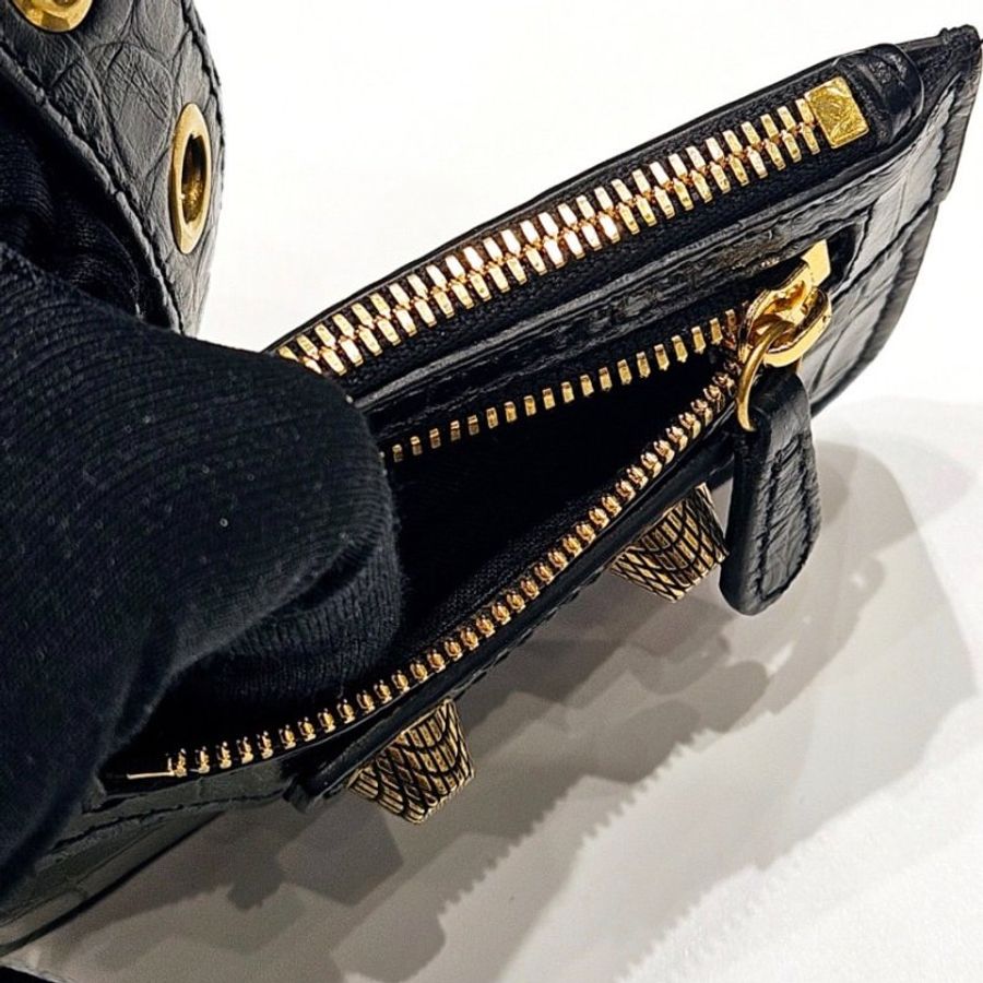 🧧特價🧧Balenciaga 671309 鱷魚壓紋小牛皮 XS Le Cagole包 復古金釦/黑色-17