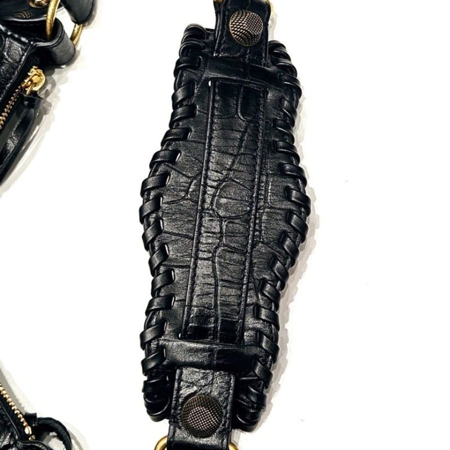 🧧特價🧧Balenciaga 671309 鱷魚壓紋小牛皮 XS Le Cagole包 復古金釦/黑色-21