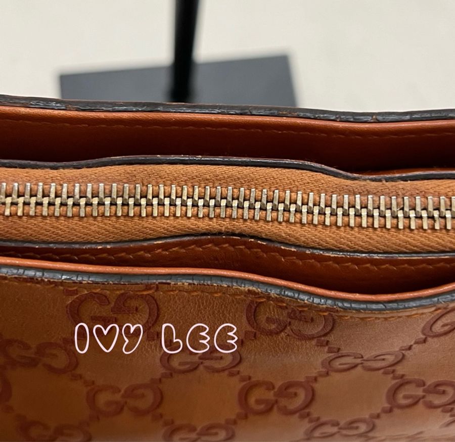 GUCCI 145826 GG 馬銜扣手提包 肩背包 GG 帆布/皮革 橘棕色 二手精品-10