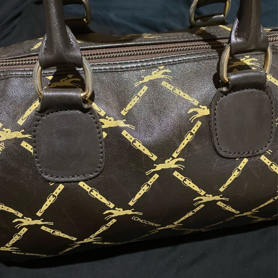 LONGCHAMP Vintage 皮革波士頓包-30