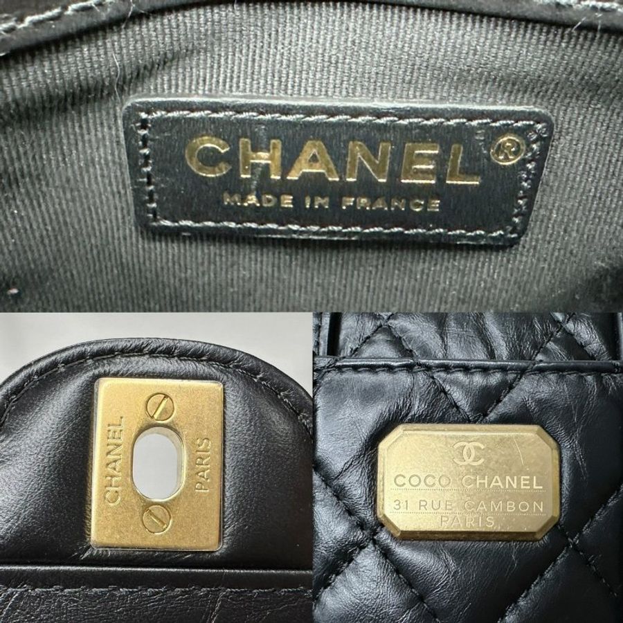 CHANEL 黑金迷你復古小郵差包-9