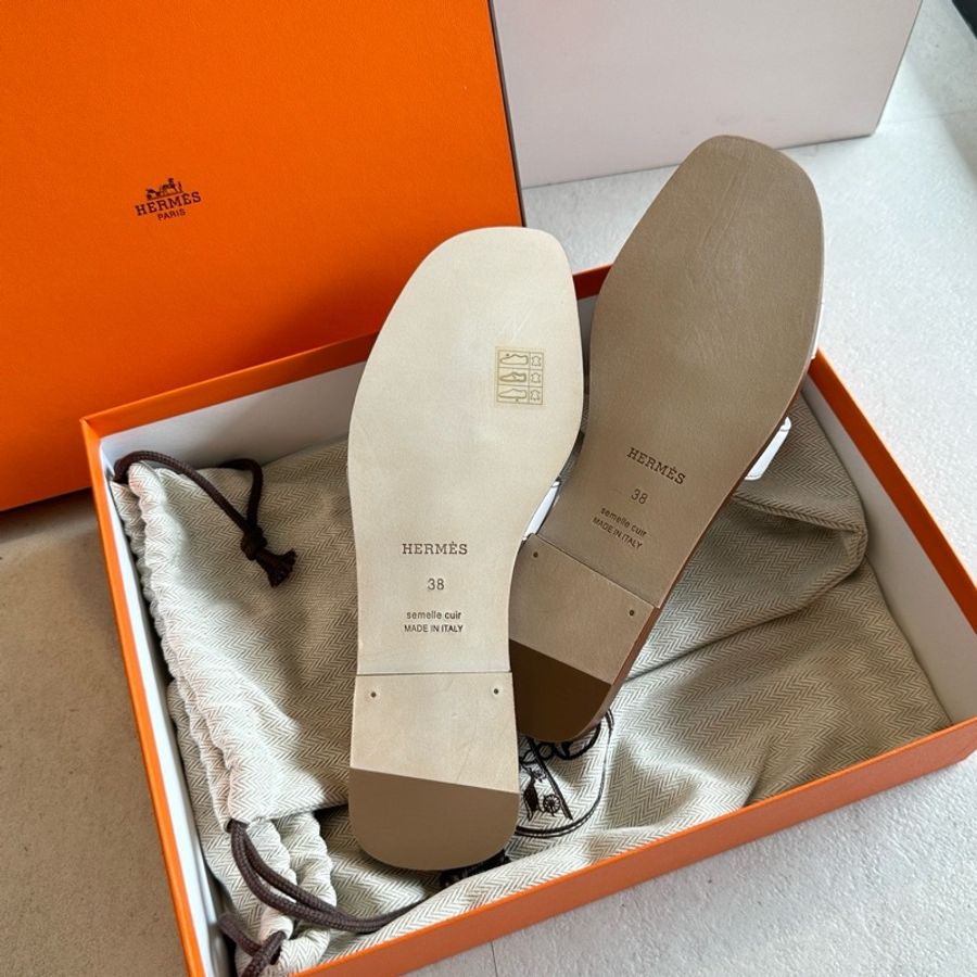 Hermes H拖鞋白色-2