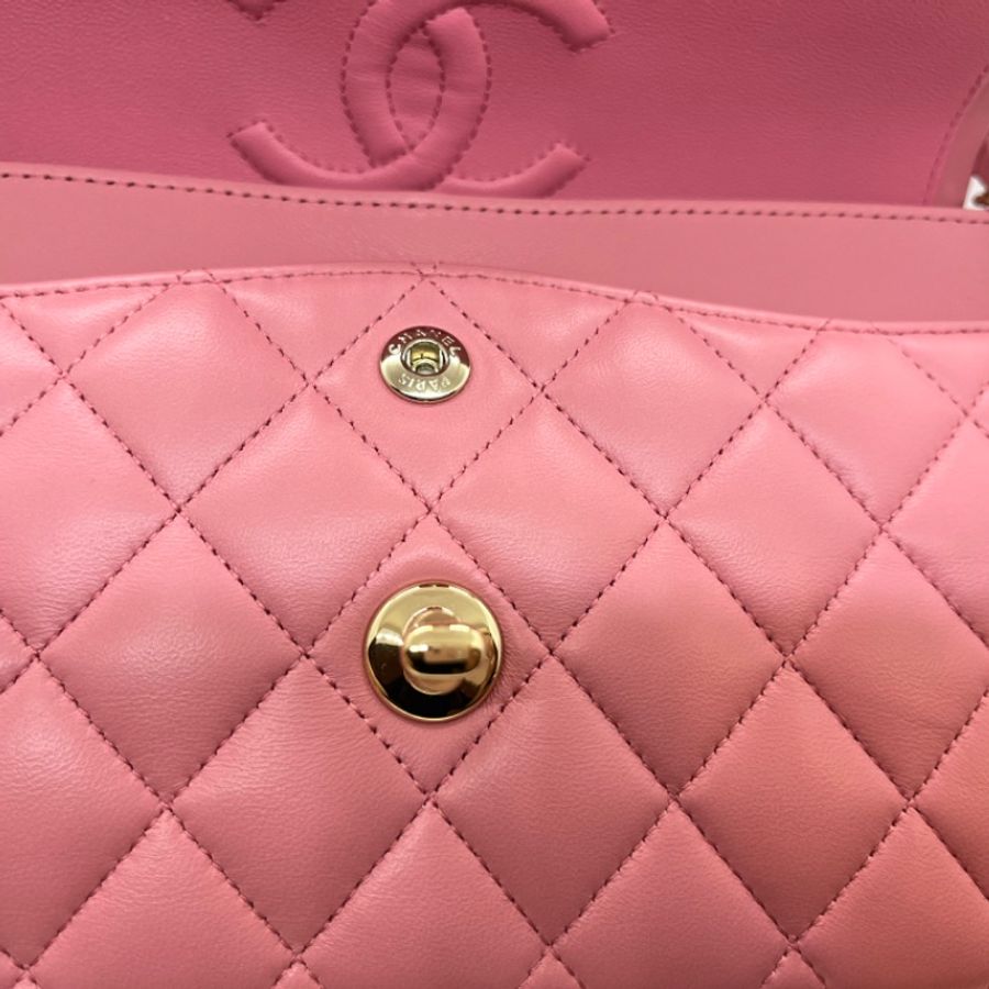 Chanel Classic Flap Bag - Lambskin 香奈兒 CF23 小號 粉色羊皮 金釦-6