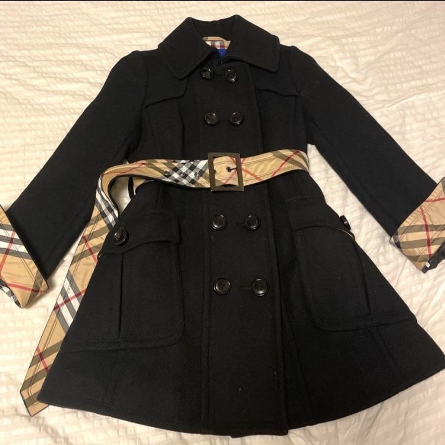 女神38號M碼/日本二手Burberry 藍標/頂級羊毛大衣-2