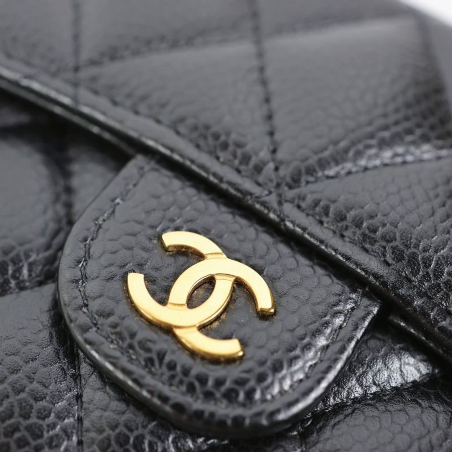 二手Chanel coco 三折短夾 荔枝牛 淡金釦 晶片款-8