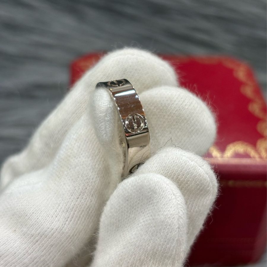 Cartier 卡地亞 LOVE 愛情 750 白K金 寬版 螺絲戒 戒指 戒子 墬子-4