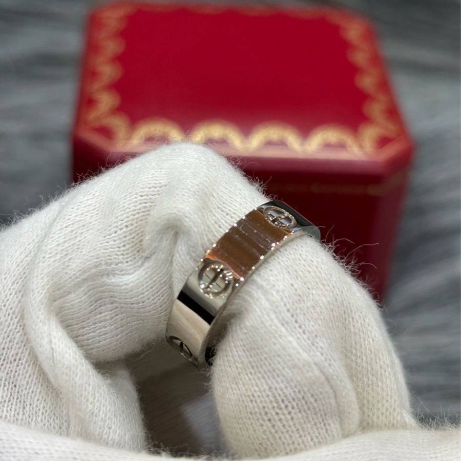Cartier 卡地亞 LOVE 愛情 750 白K金 寬版 螺絲戒 戒指 戒子 墬子-6