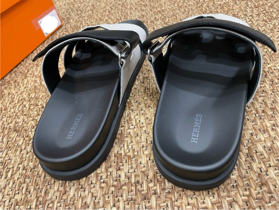 Hermes 二舅拖 全新 黑白熊貓拼色 43號-3