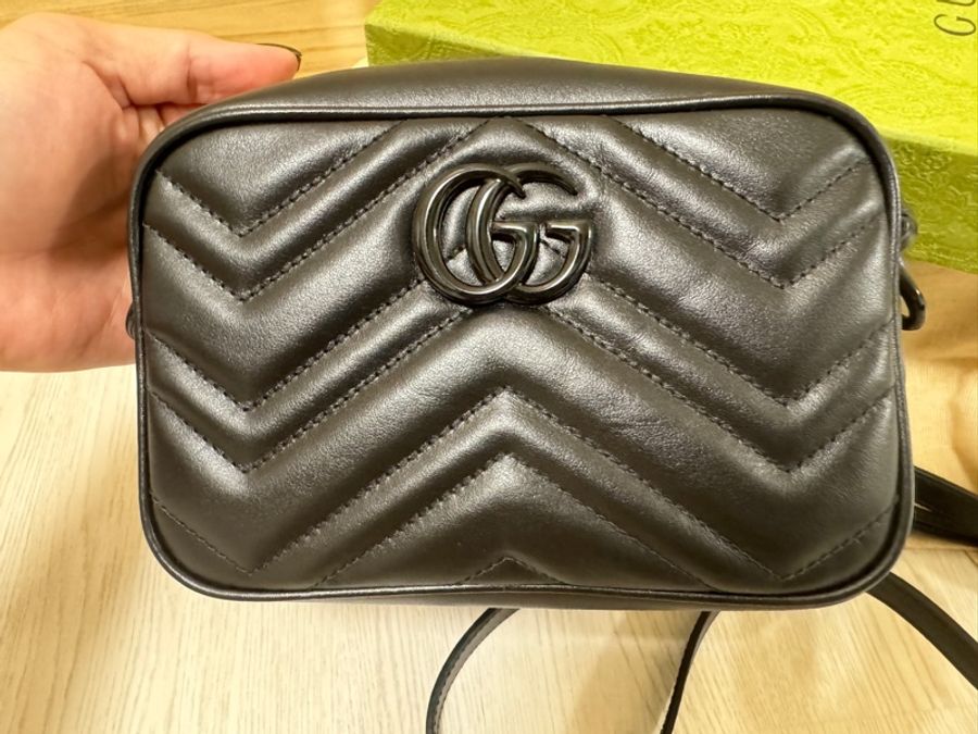 GUCCI 古馳 GG Marmont(黑標 相機包 小號)-2