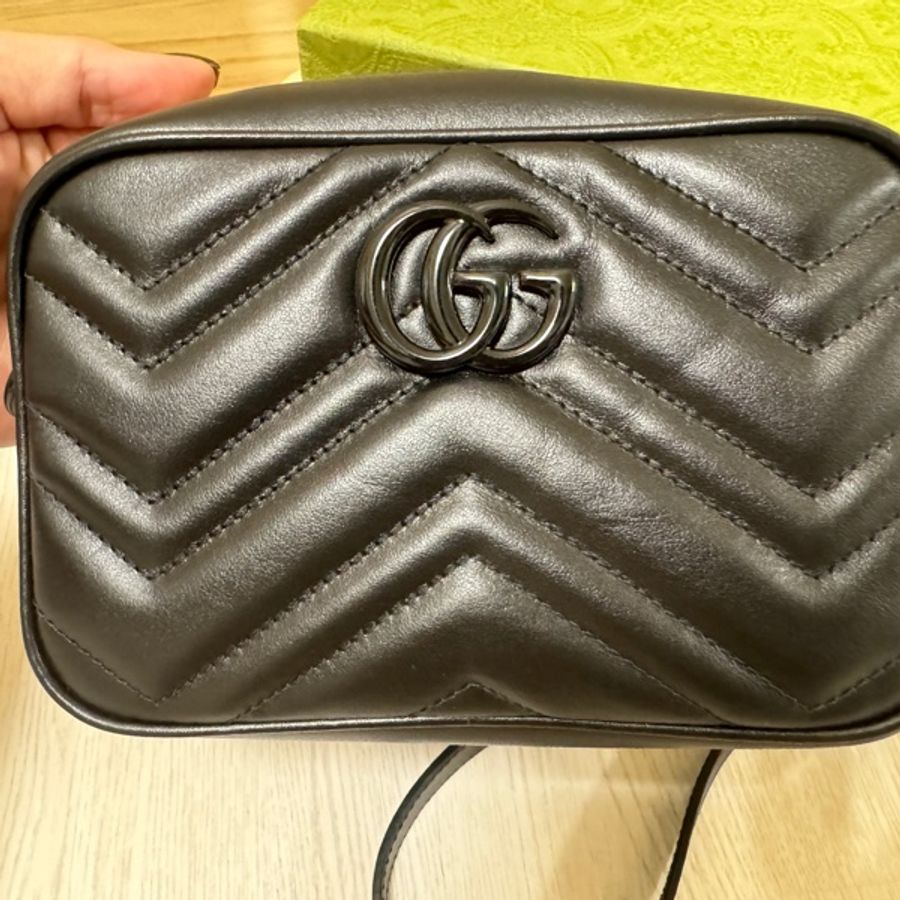 GUCCI 古馳 GG Marmont(黑標 相機包 小號)-5