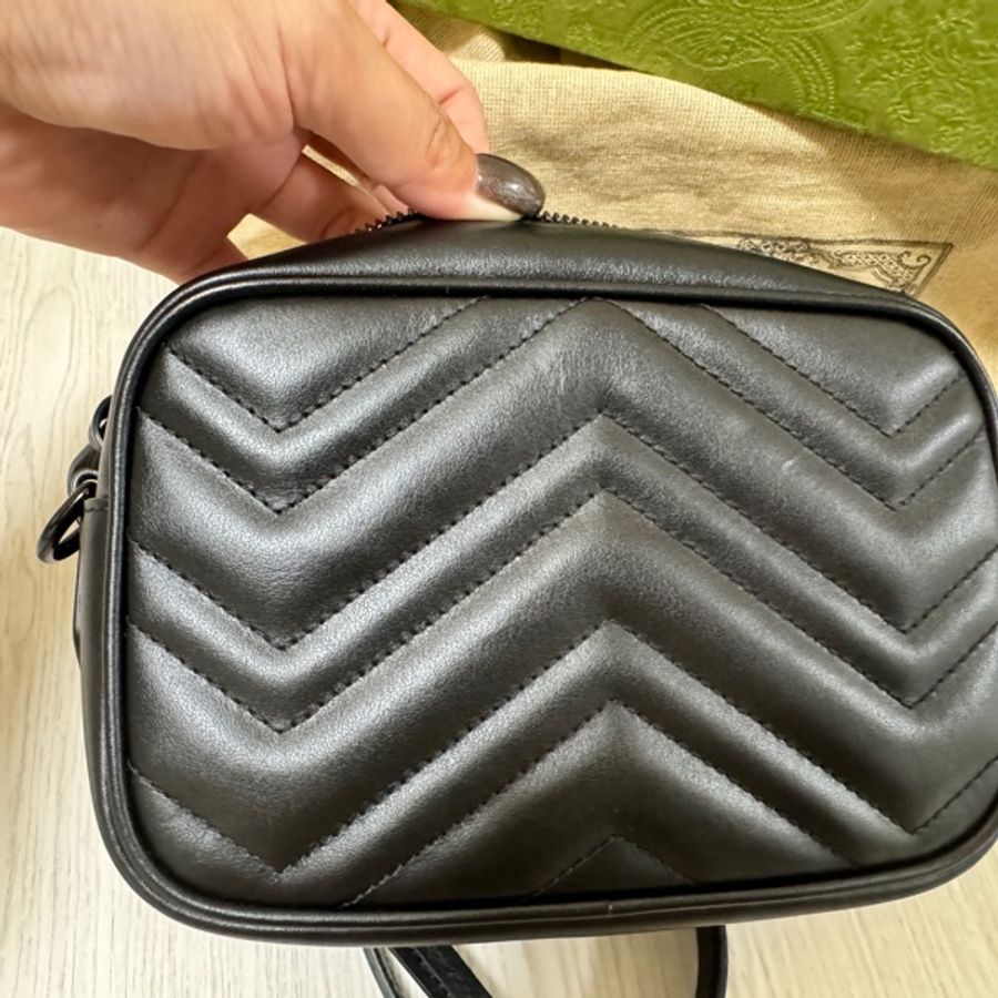 GUCCI 古馳 GG Marmont(黑標 相機包 小號)-6