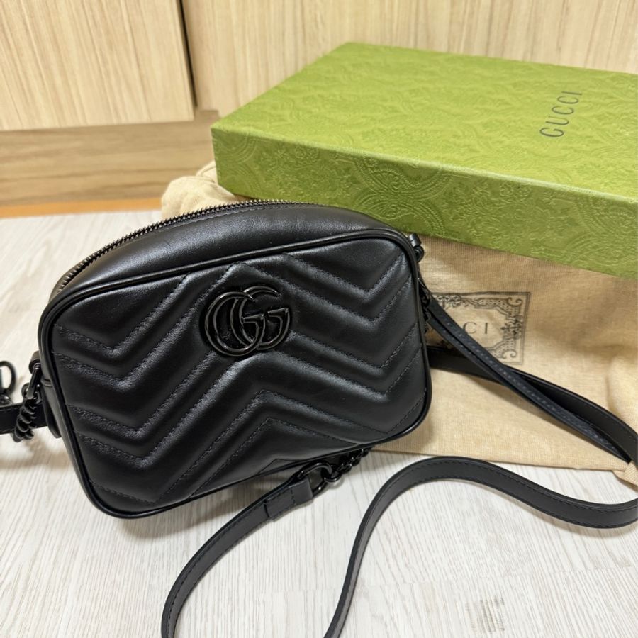 GUCCI 古馳 GG Marmont(黑標 相機包 小號)-9