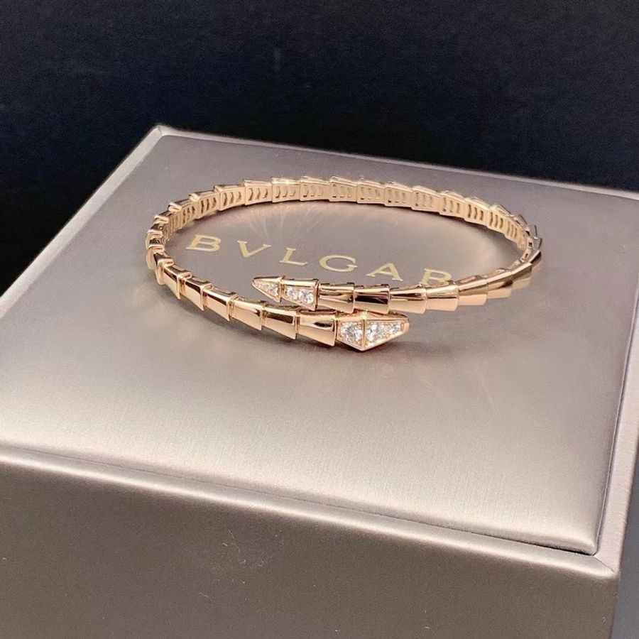 Bvlgari 寶格麗 SERPENTI VIPER系列 蛇頭半鑽手鐲m碼, 2022年購入,疊戴很美-0