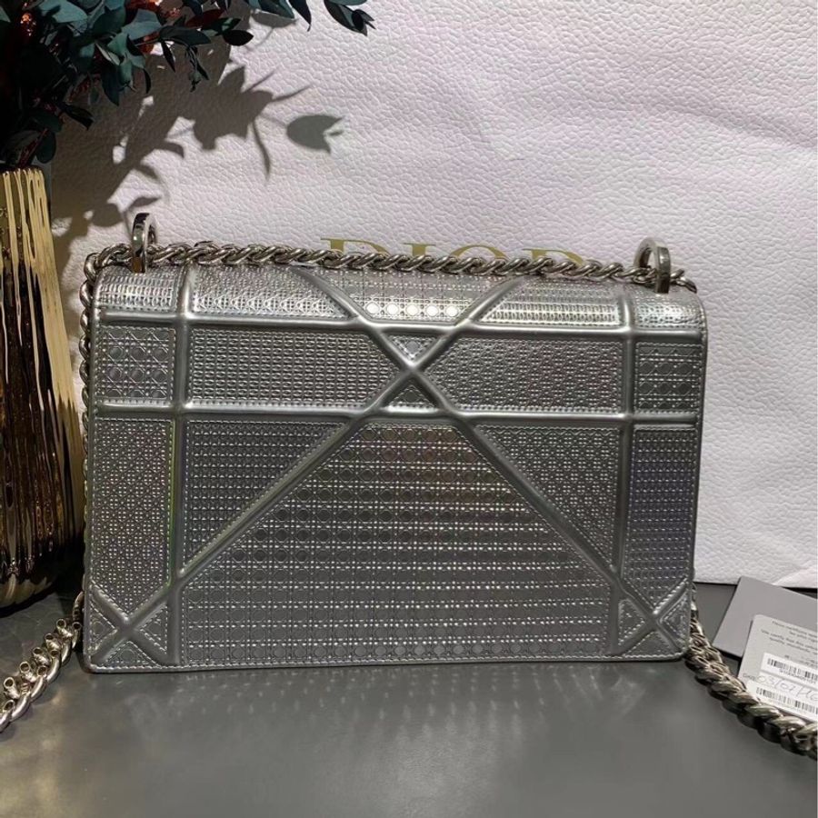 Dior/迪奧Diorama女士盾牌包銀色時尚包牛皮中號-1