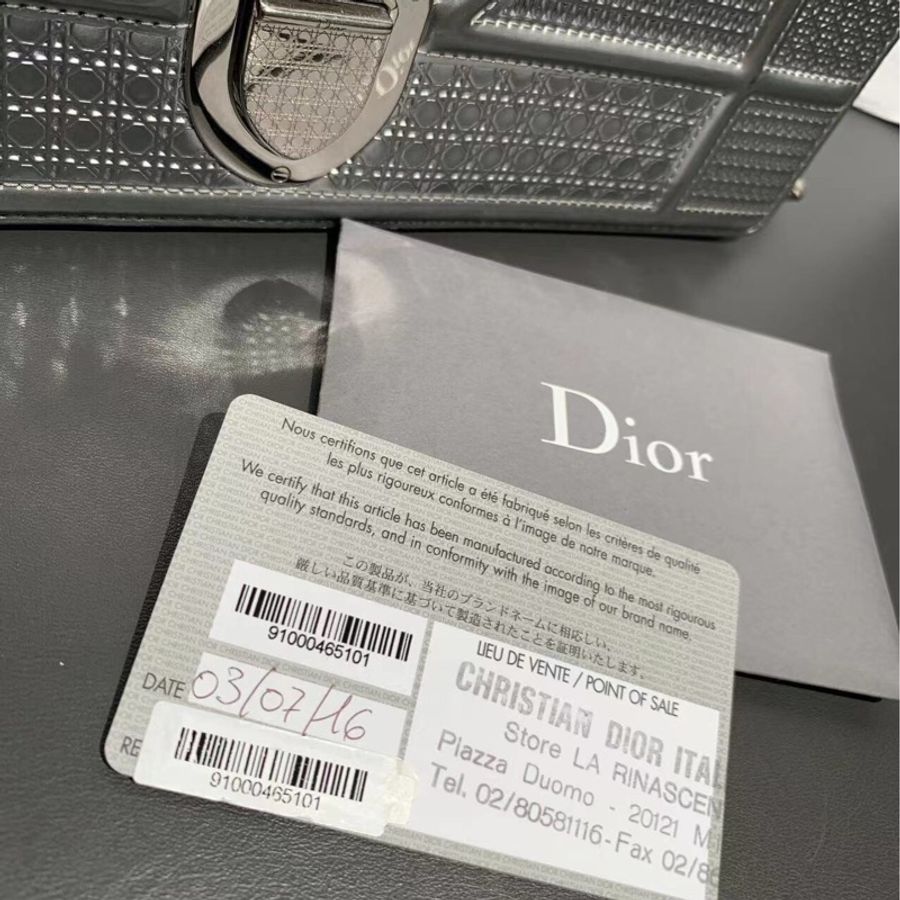 Dior/迪奧Diorama女士盾牌包銀色時尚包牛皮中號-7