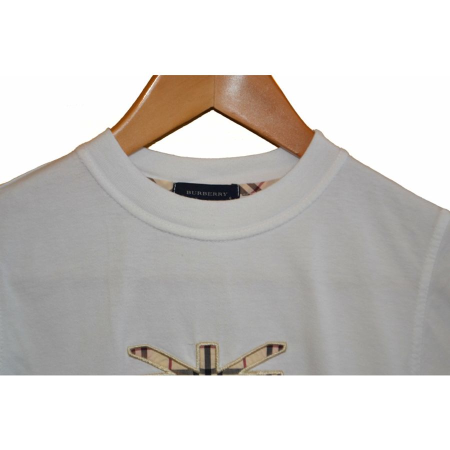Burberry British Flag Haymarket Signature White Boy T-Shirt Size 6-3