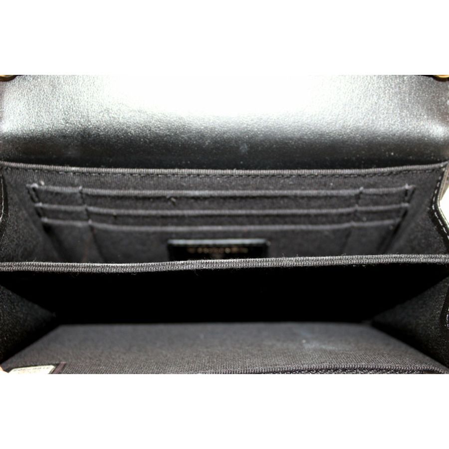 Chanel Black Quilted Calfskin Leather Wallet with Pearl Chain-13
